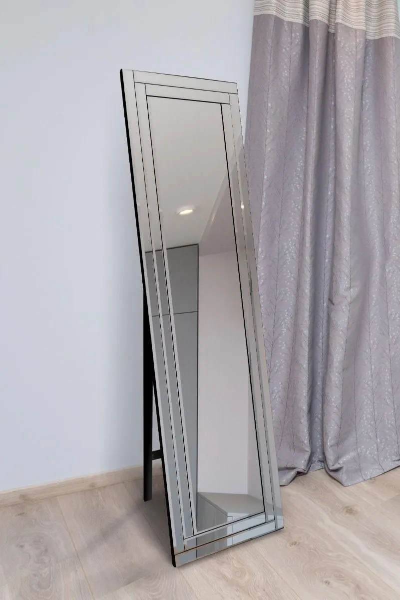 MirrorOutlet Luxford All Glass Bevel Free Standing Cheval Dress Mirror 150 x 40CM in Silver 2