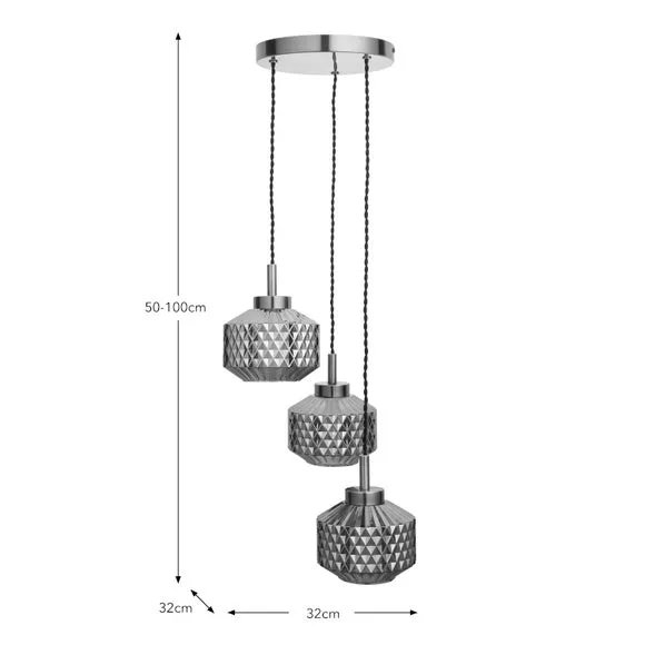 Abingdon 3 Light Adjustable Cluster Ceiling Light 6