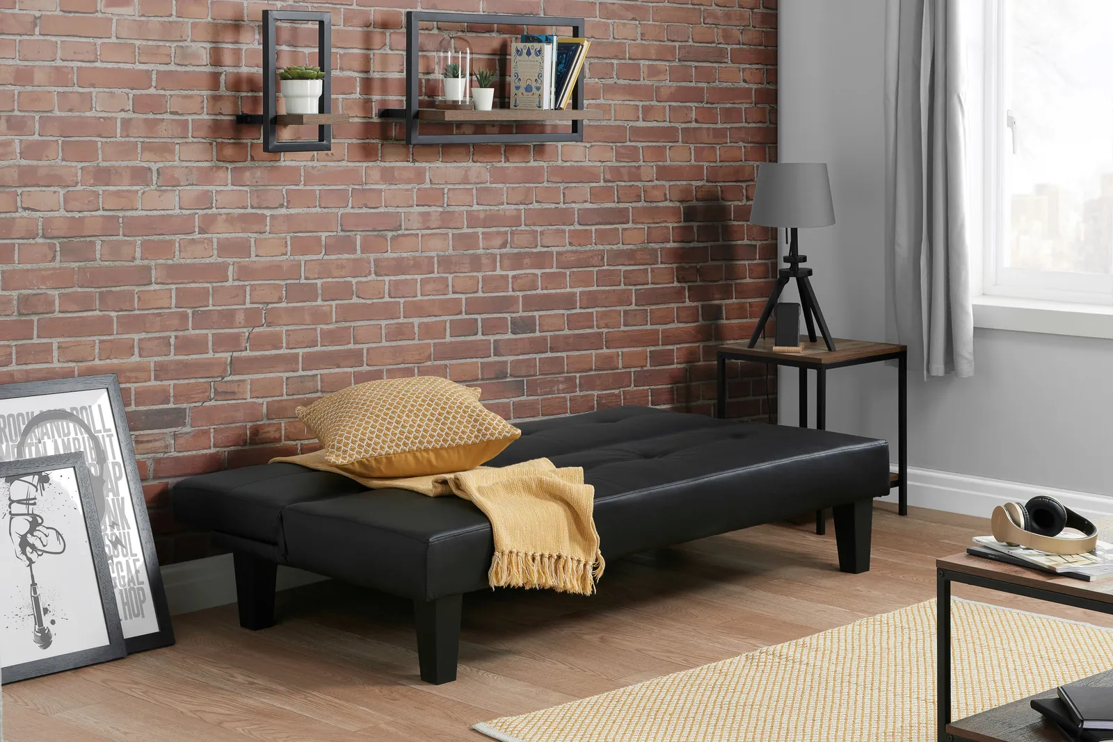 Birlea Black Faux Leather Sofa Bed Franklin Bed Settee Contemporary 2