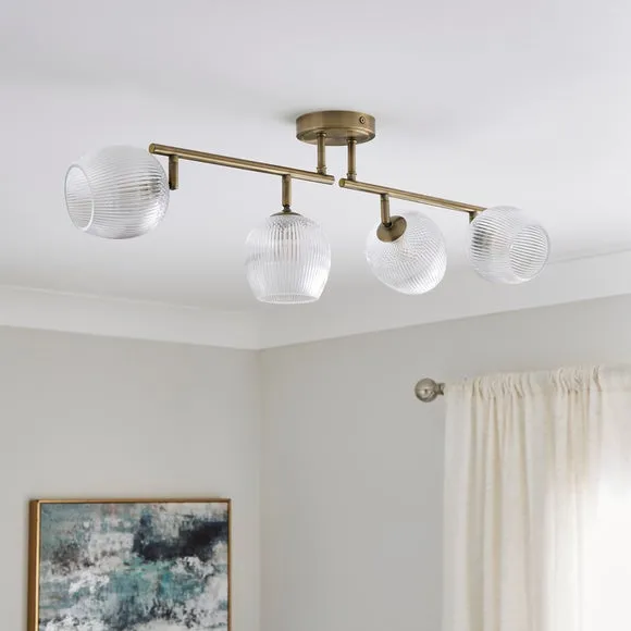 Cassia Ribbed 4 Light Adjustable Semi Flush Spotlight 3