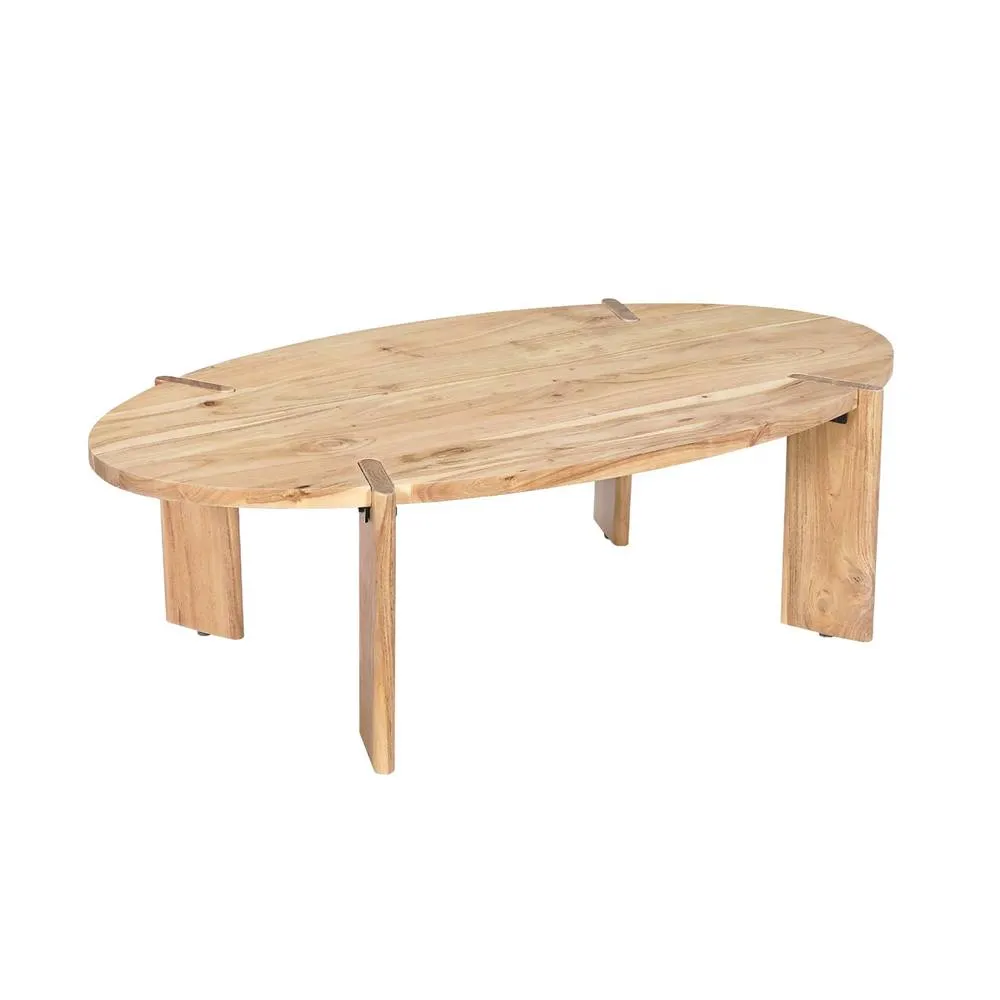 sweeek Solid mango wood oval coffee table in Brown 2