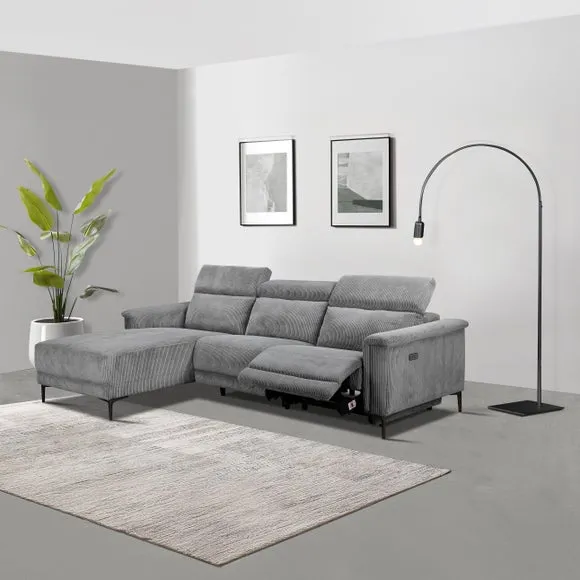 Lund Corduroy Power Recliner 3 Seater Chaise Sofa 4