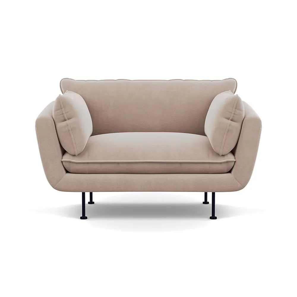 Heal's Allora Loveseat Smart Velvet Pebble Black Feet 1