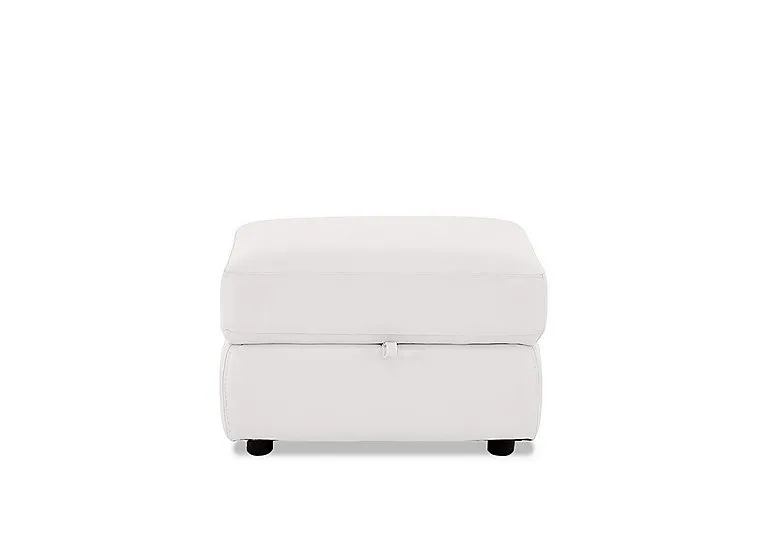 Leather Storage Footstool - BV Star White