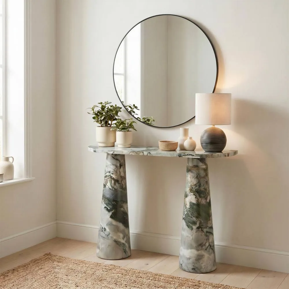 FurnitureboxUK Palma Marble Effect Console Table in Green 3