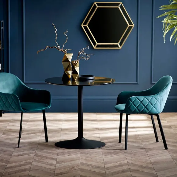 Nero 2 Seater Dining Table Table with 2 Lima Dining Chairs