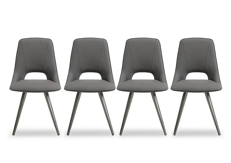 Matera Set of 4 Faux Leather Dining Chairs with Taupe Legs - Anthracite