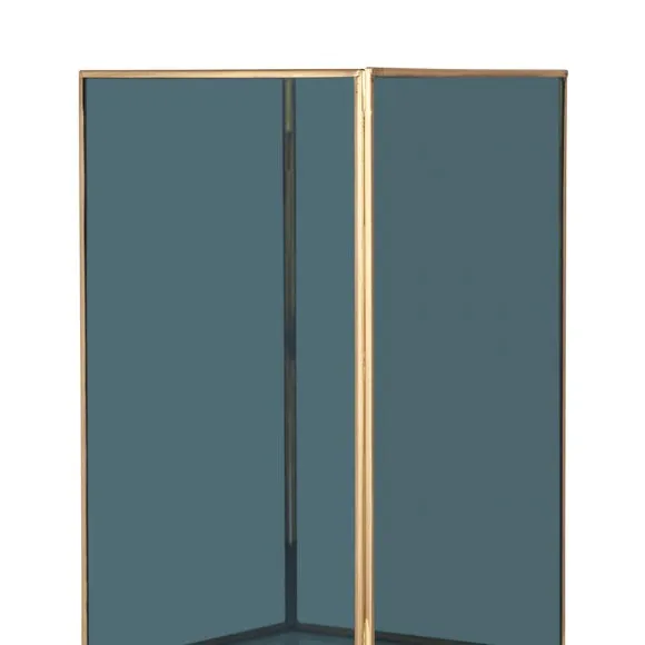 Pacific Smoked Glass And Brass Metal Large Square Hurricane 3