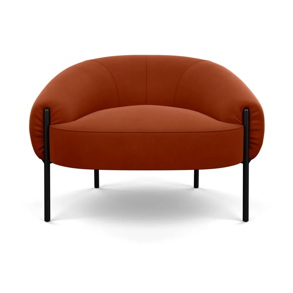Heal's Isola Armchair Nobilis Velvet Rust Black Feet
