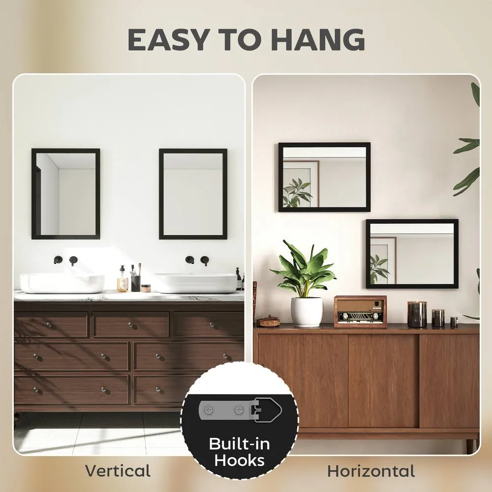 HOMCOM 30 x 40 cm Wall Bathroom Mirror, Vanity Mirror, Set of 2 in Black 5
