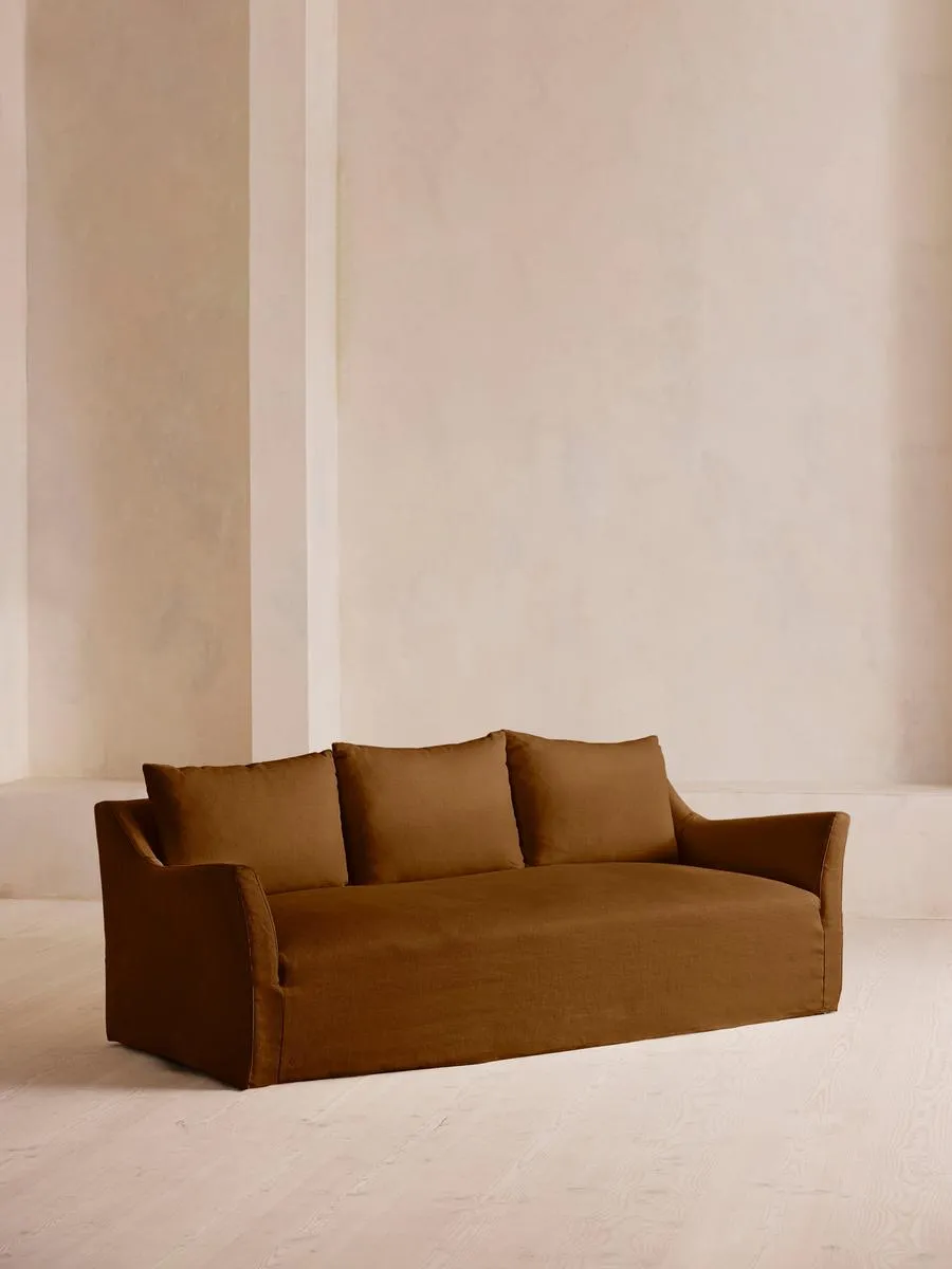 Roma Three Seater Sofa, Linen, Terracotta