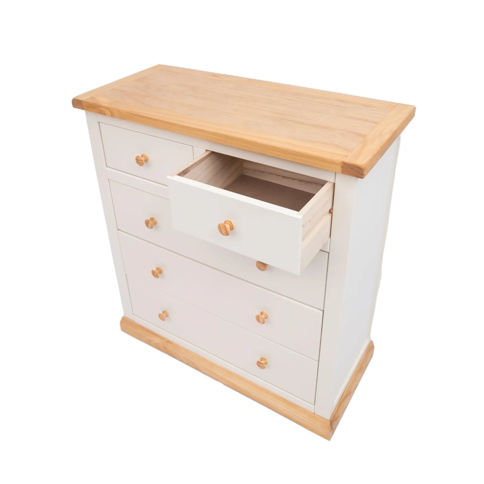 Cabinet Bits Trevi 5 Drawer Chest of Drawers Wood Knob in Off-White 4