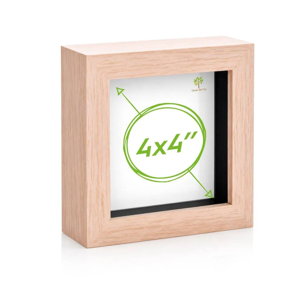 Nicola Spring 3D Box Photo Frame - 4 x 4" - Pack of 1 in Light Brown 1