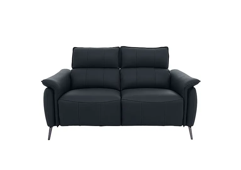 Jude Leather 2 Seater Power Recliner Sofa with Power Headrests, Power Lumbar and Heated Seats - Montana Navy