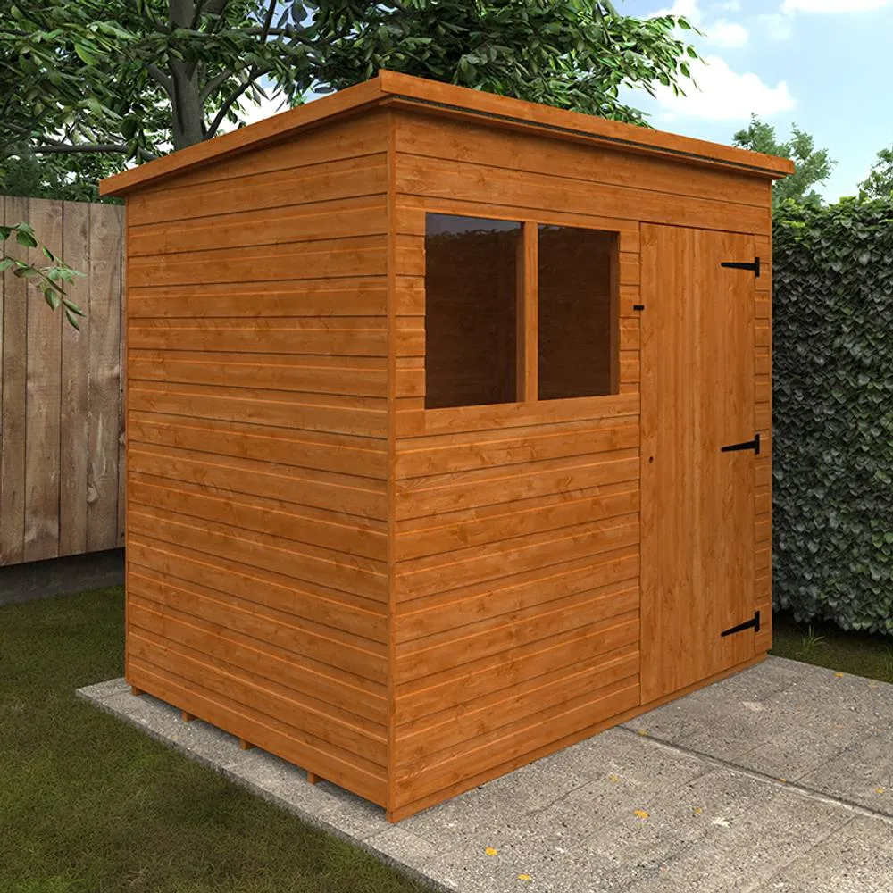 Buttercup Farm 7 x 5 Feet Super Pent 12mm Shed - Solid Wood/Softwood/Pine in Burnt Orange 2