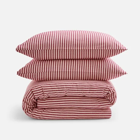 Camille Stripe 100% Brushed Cotton Duvet Cover & Pillowcase Set 5