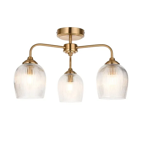 Vogue Leroy 3 Light Ribbed Semi Flush Ceiling Light 5