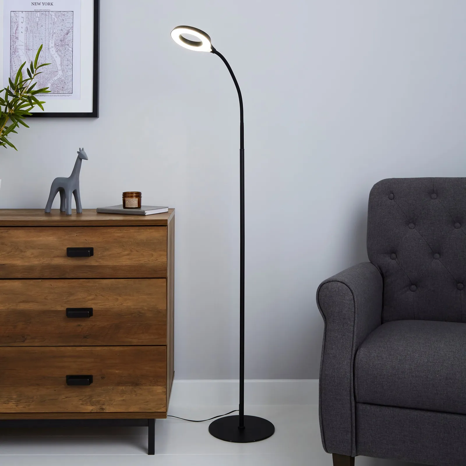 Lekan Integrated LED Black Floor Lamp Black