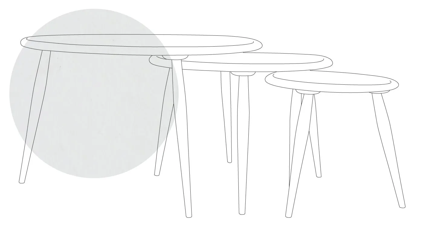 Ercol Pebble Nest of Tables Whitened Ash