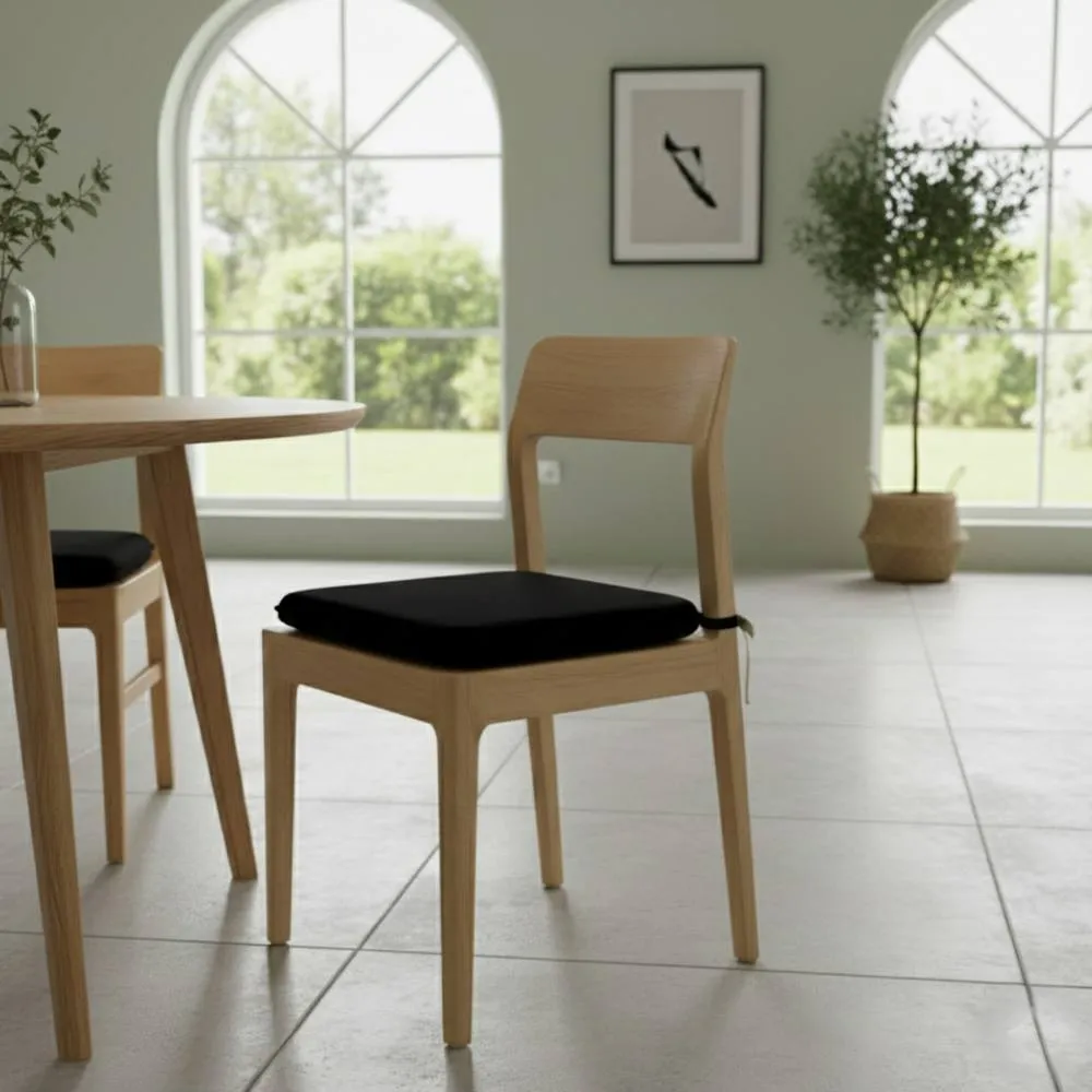Snug City Waterproof Square Foam Seat Pad with Ties Pack of 4 Chair Cushion in Black
