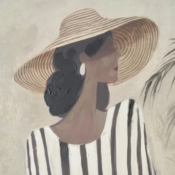 Lady In Striped Dress Framed Canvas 2