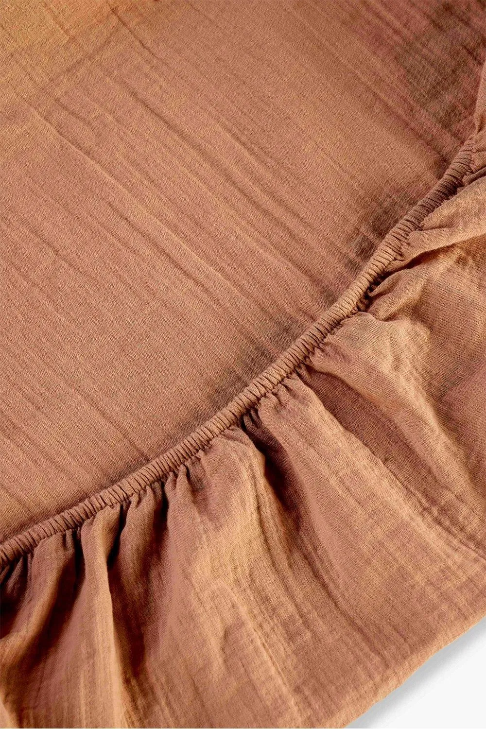 CHRISTY Double Layered Relaxed Retreat Luxury Cotton Bedding Fitted Sheets in Terracotta 2