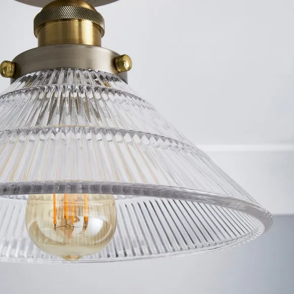 Logan Glass Satin Nickel Semi Flush Ceiling Light 3