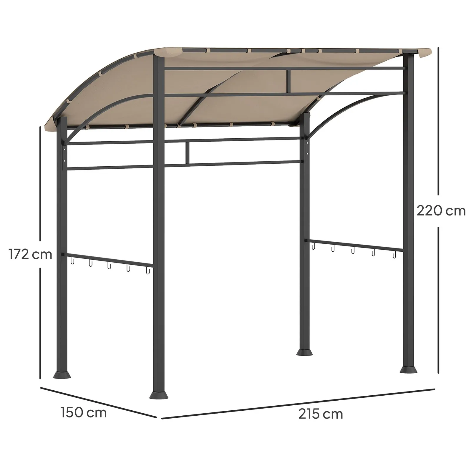 OUTSUNNY 2.2 x 1.5 m BBQ Gazebo Tent Sun Shade with Canopy in Khaki 3
