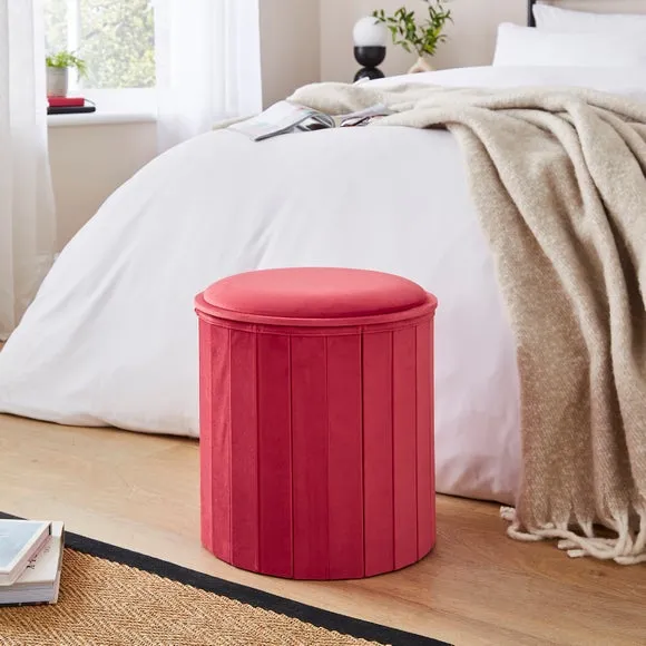 Round Ottoman with Tray, Velvet 1