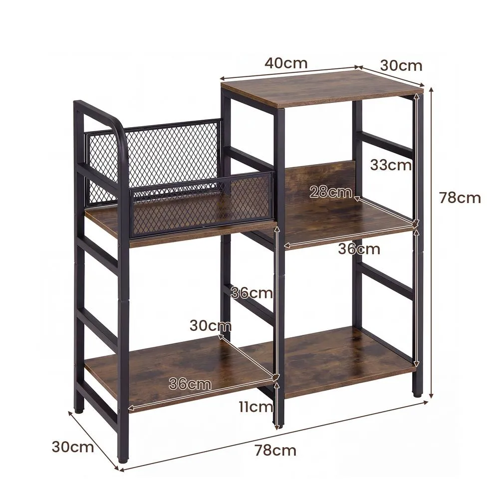 Costway Industrial Turntable Stand with Record Storage Medial Console Rack in Brown 2