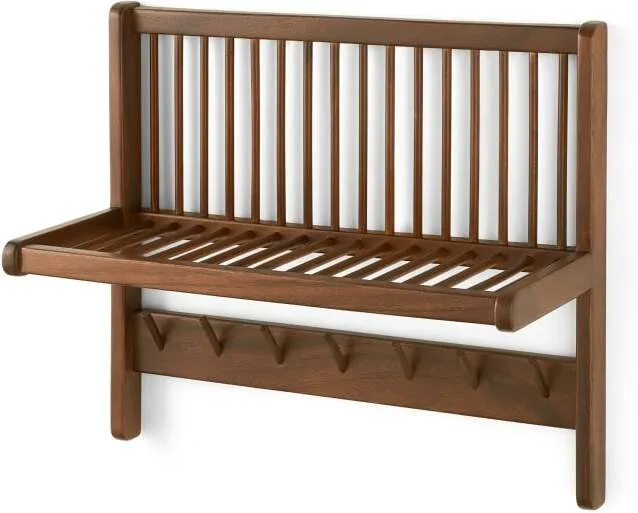 Clover Acacia Wood Wall Mounted Storage Shelf, Natural