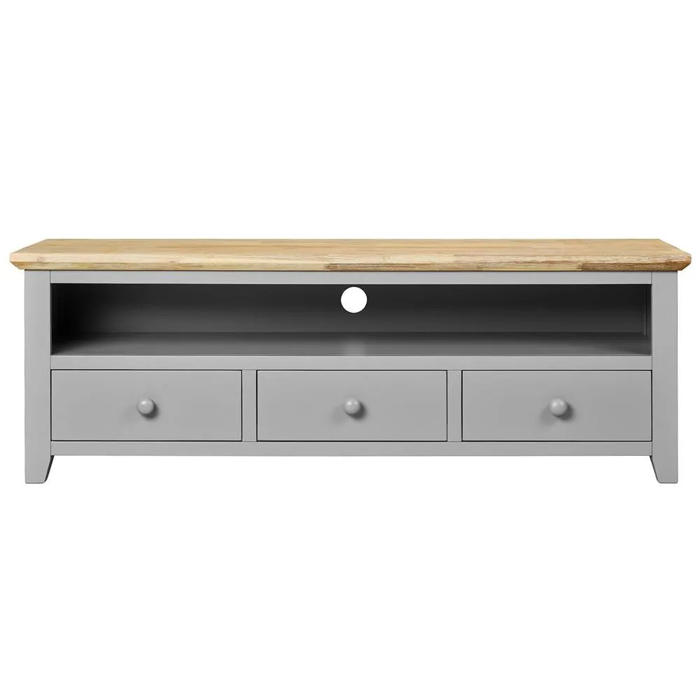 Statement Furniture Florence Large TV Stand with 3 Drawers & Shelf in Light Grey 4