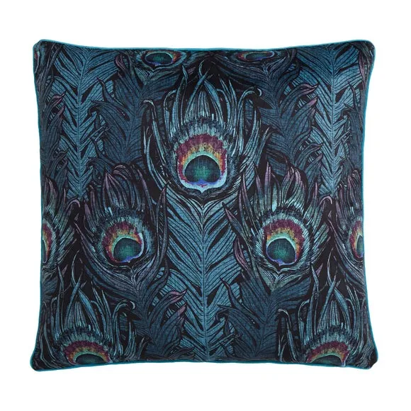 Laurence Llewelyn-Bowen Dandy Peacock Jacquard Square Filled Cushion 2