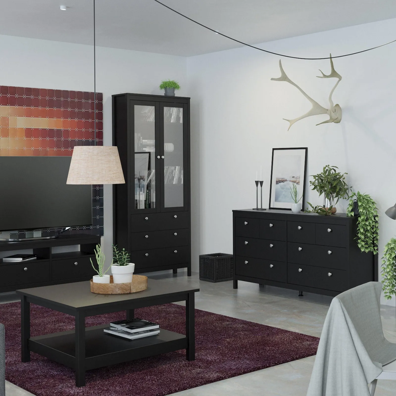 Furniture To Go Madrid Double Dresser 4+4 Drawers in Black 5
