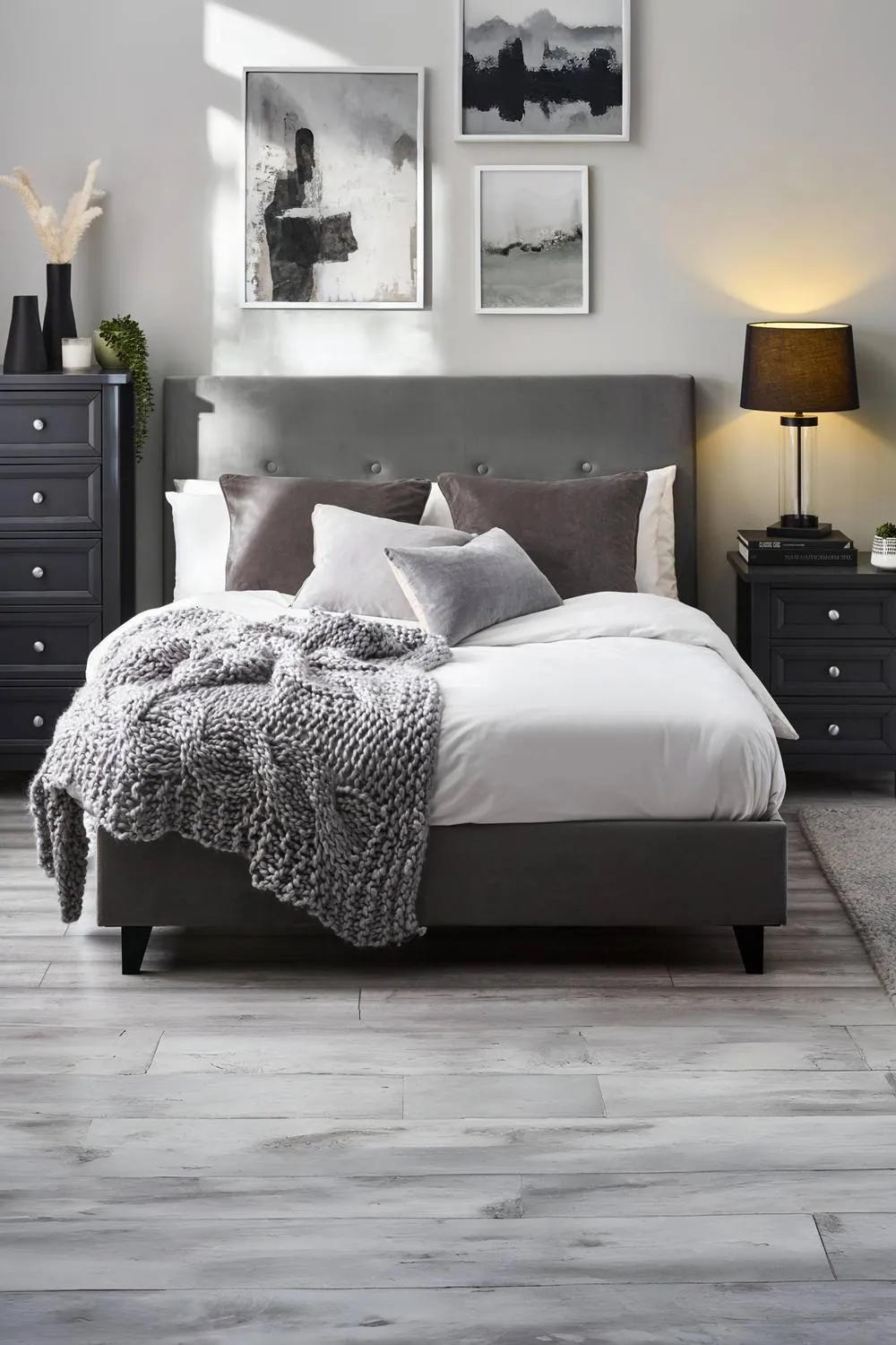 Julian Bowen Shoreditch Upholstered Bed in Grey 1