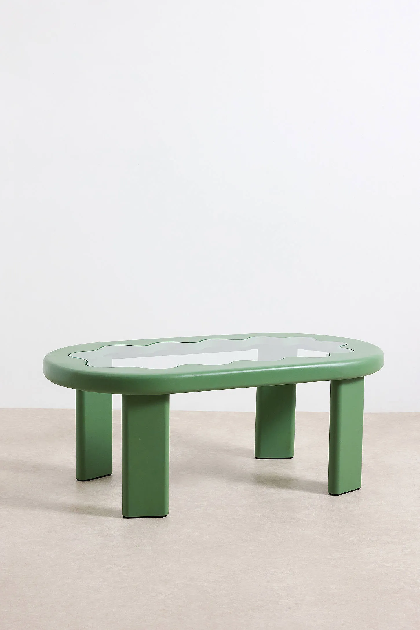 Green Wavy Scalloped Coffee Table - Green 3