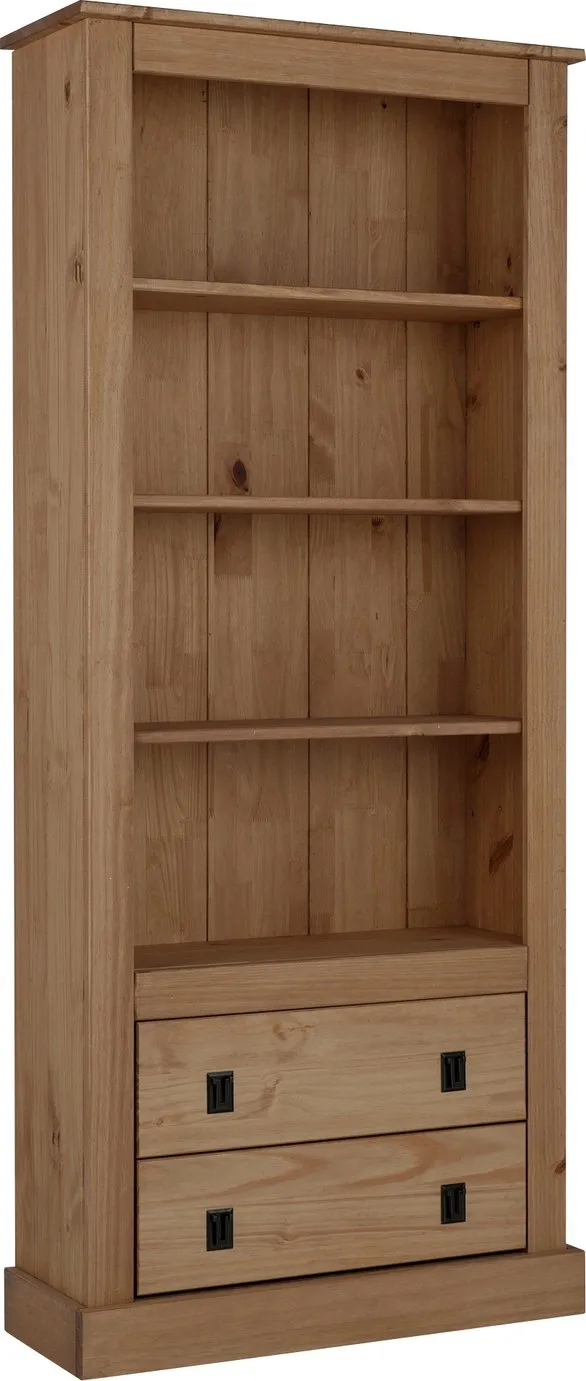 Argos Home 3 Shelves 2 Drawer Tall Wide Solid Pine Bookcase