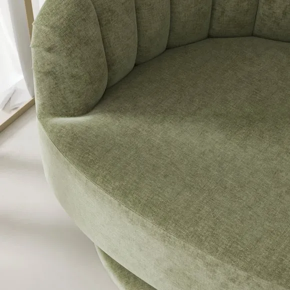 Elena Luxe Chenille Scalloped Swivel Chair 4