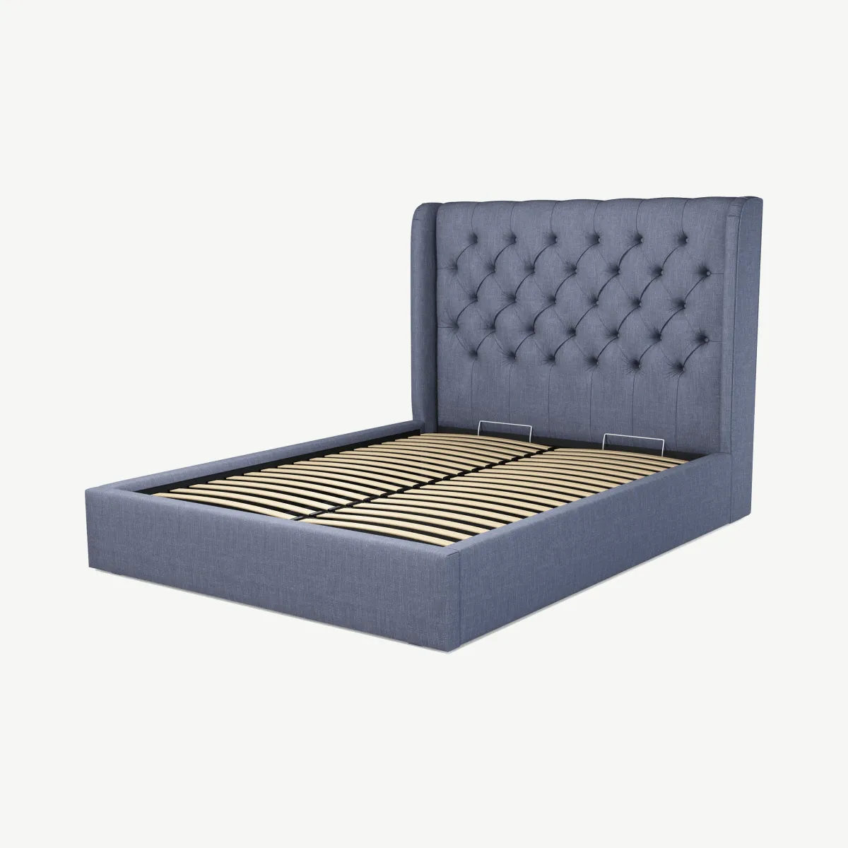 Romare King Size Ottoman Storage Bed, Denim Cotton