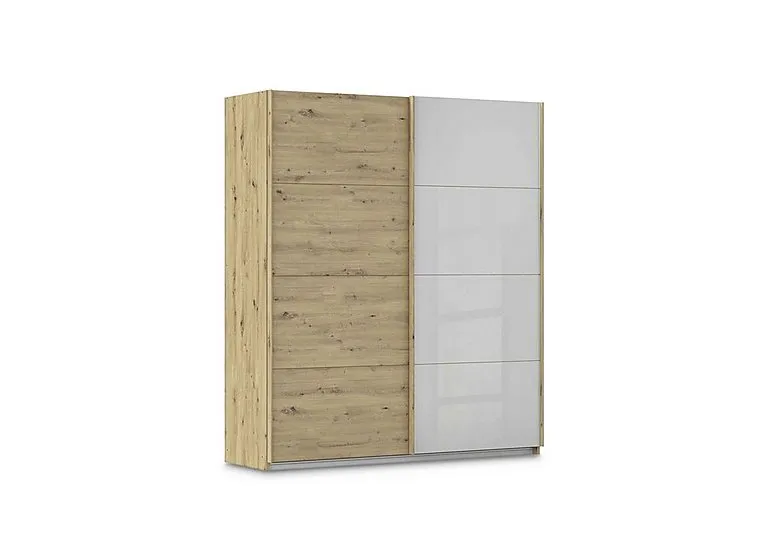 Freja 181cm 2 Door Sliding Decor Wardrobe With Glass Door