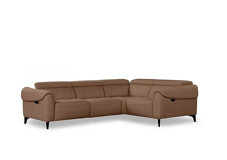 Nicole Small Leather Power Recliner Corner Sofa with Power Headrests and Power Lumbar
