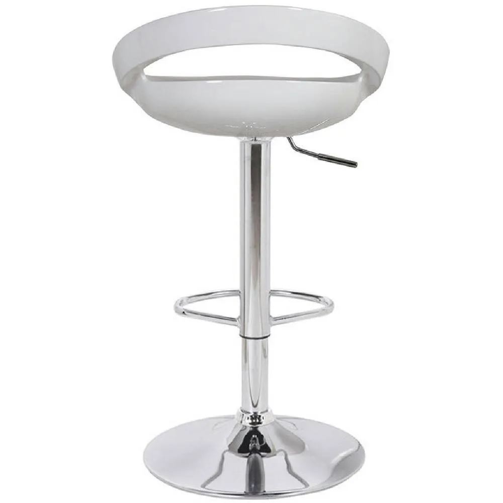 netfurniture Halfy Half Moon Retro Kitchen Bar Stool - White Seat Height Adjustable 6