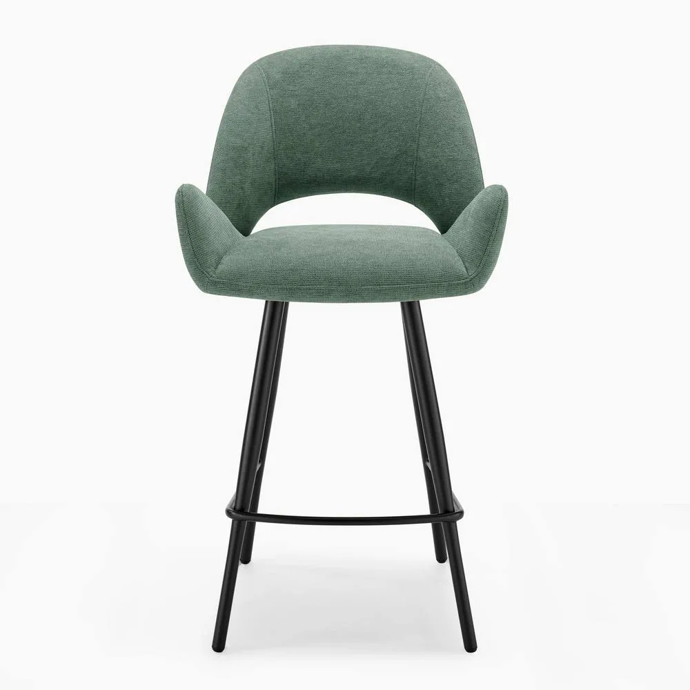 FurnitureboxUK 2x Layla Green Fabric Bar Chairs 4