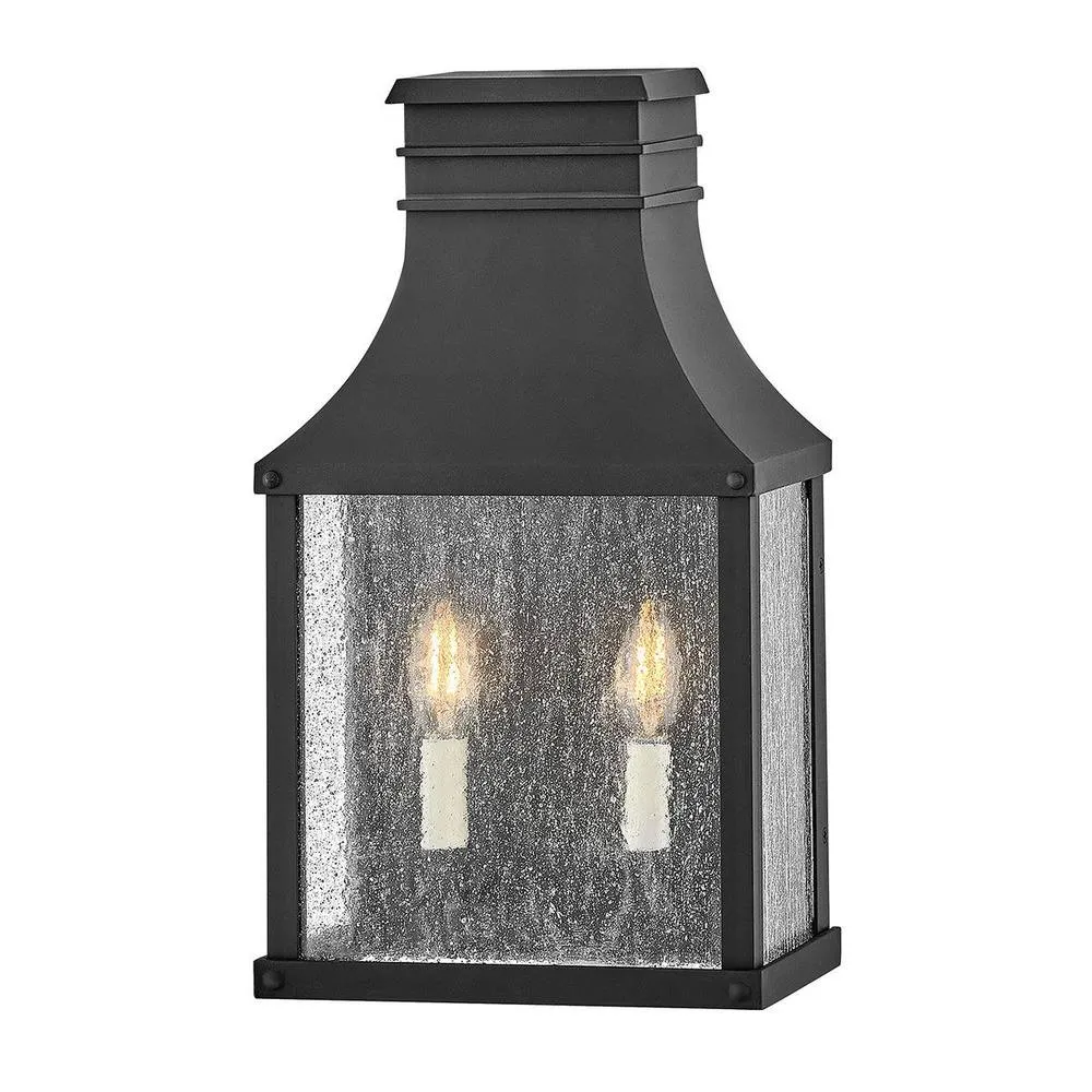 Netlighting Beacon Hill 2 Light Half Outdoor Wall Lantern Museum Black IP44