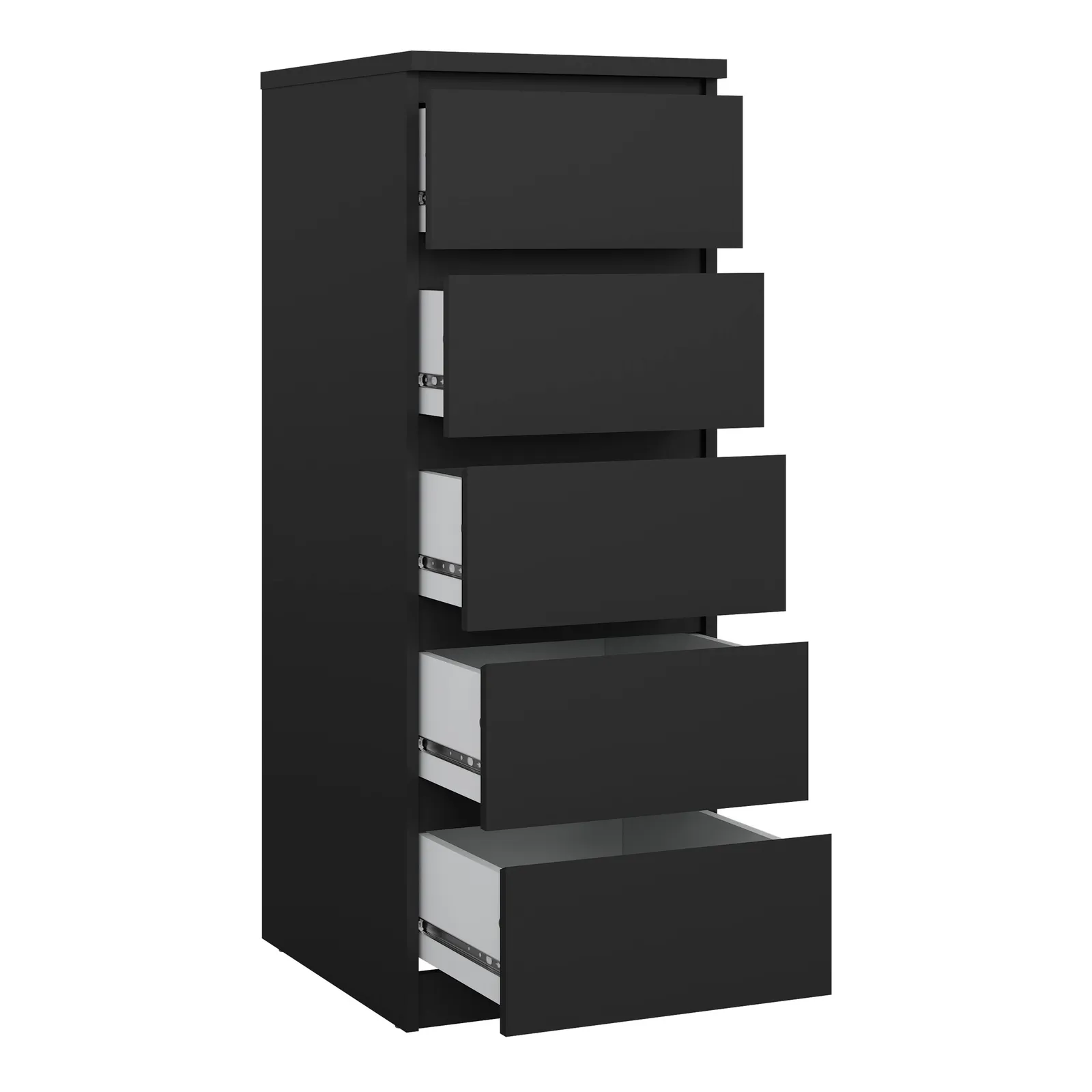 Furniture To Go Naia Narrow Chest of 5 Drawers in Black 4