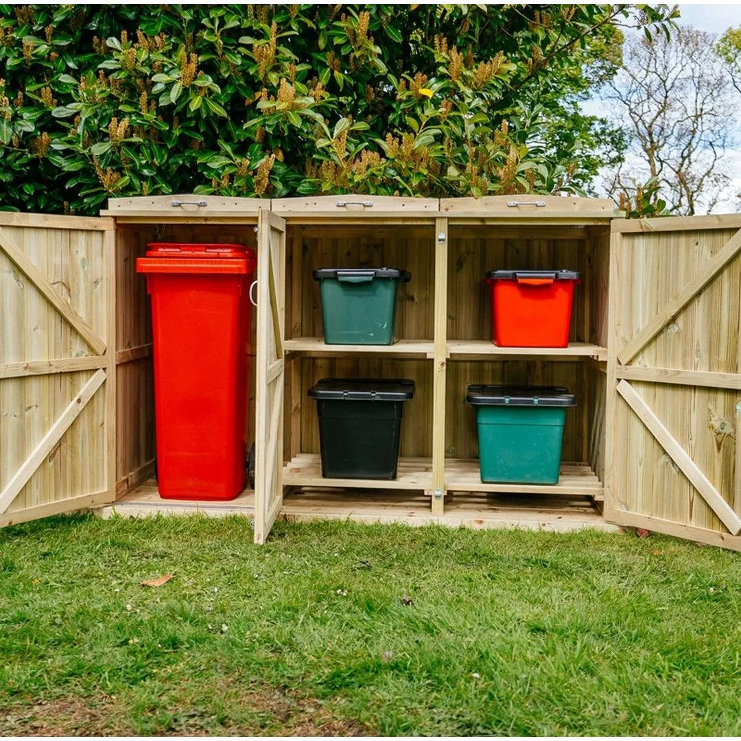 Buttercup Farm Shireburn Bin Store, Fits 1x 180L/240L Wheelie Bins & 4x Boxes in Brown
