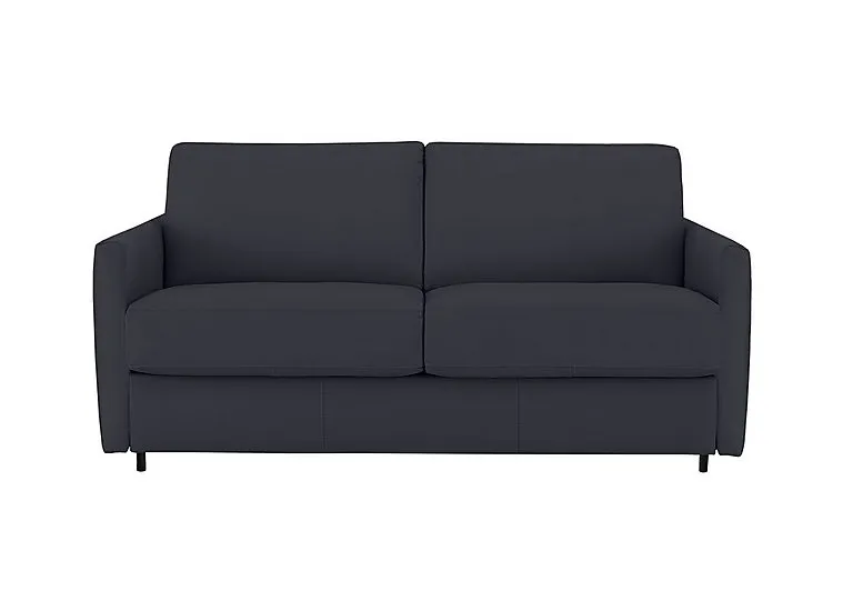 Alcova 2.5 Seater Leather Sofa Bed with Slim Arms - Torello Blu