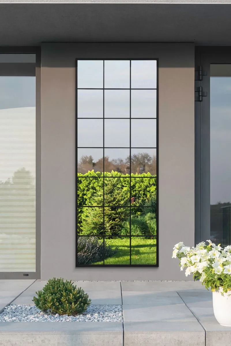 MirrorOutlet Black Modern Window Garden Wall Mirror 79" X 31" (200CM X 80CM)