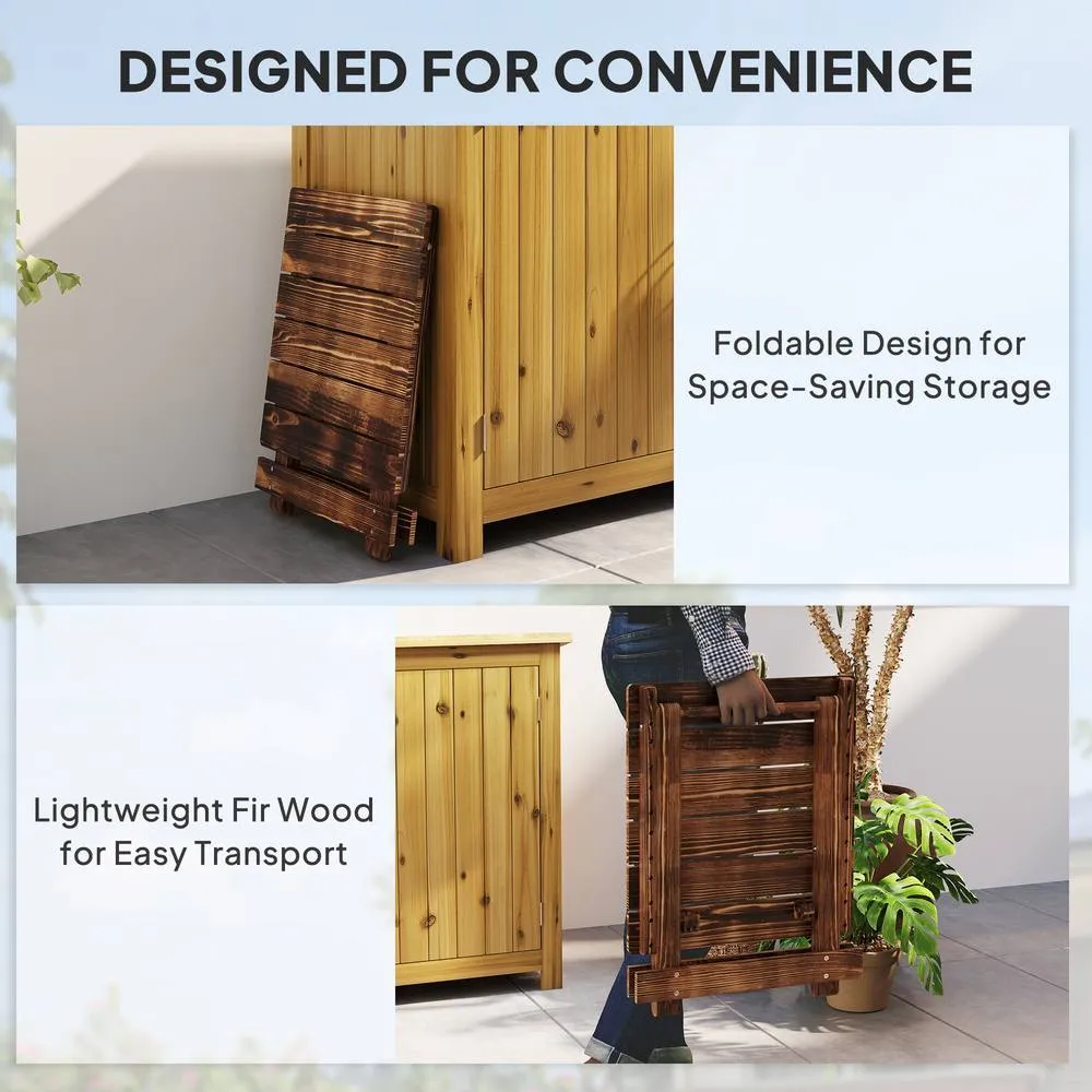 OUTSUNNY Wooden Folding Garden Table, Folding Side Table in Brown 6
