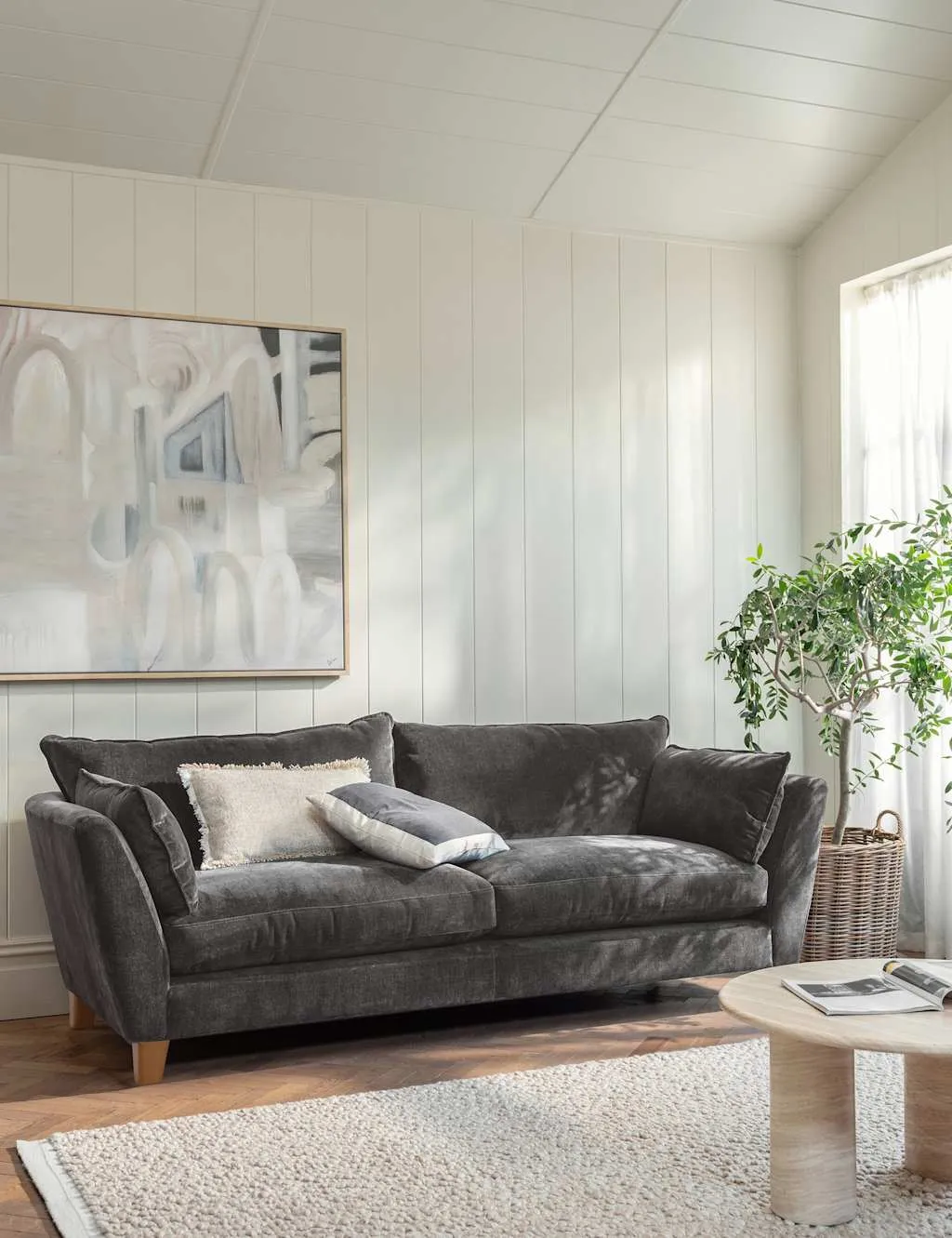 BARKER AND STONEHOUSE Irving Chenille Grand 4 Seater Sofa Grey